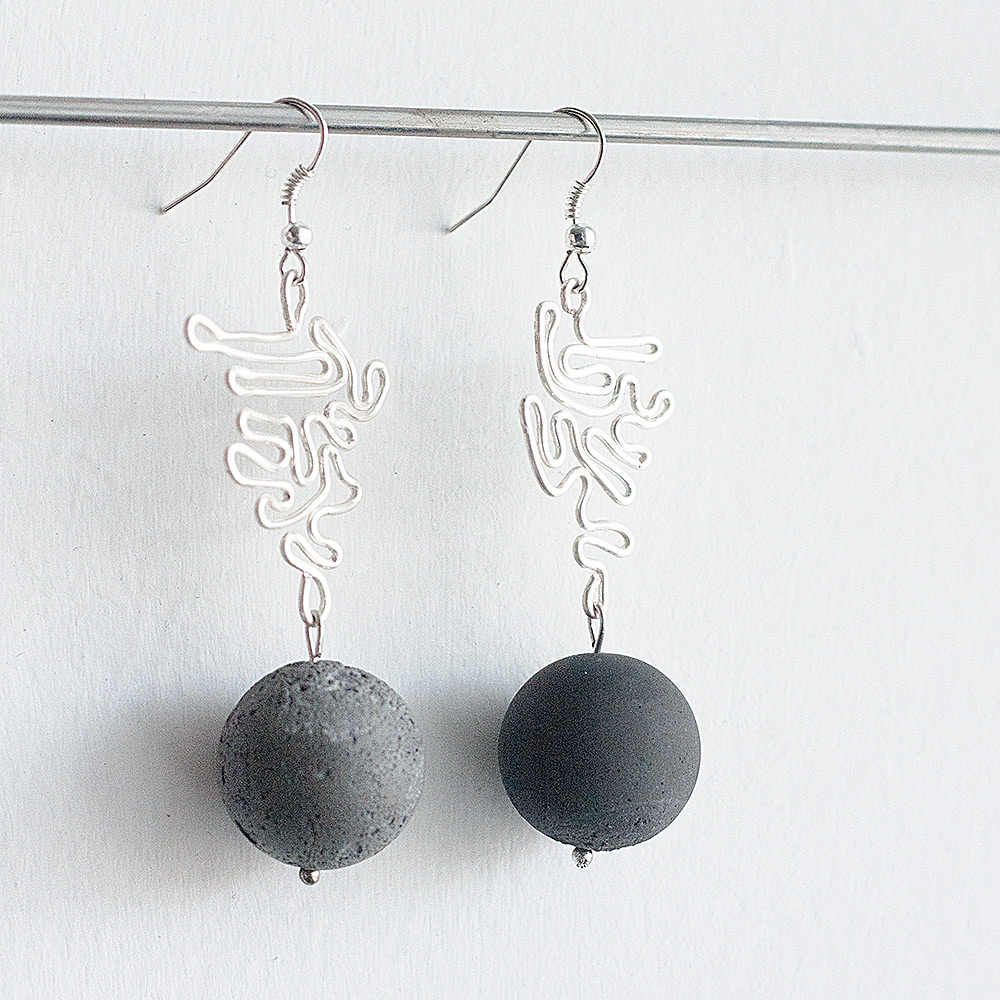 Earrings with concrete and silver